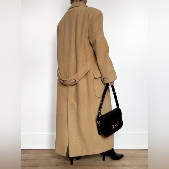 Vintage Camel Hair Coat Neimans Marcus Maxi Coat Tan Long 80s 90s Classic - Picture 3 of 14